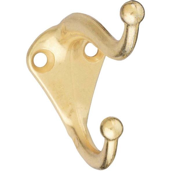 National Hardware Brass Coat & Hat Hook (2-Pack) N154-575 Pack of 5