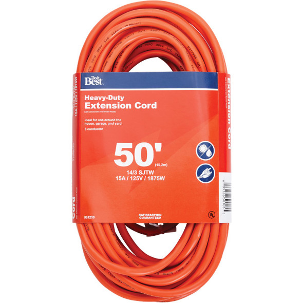 Do it Best 50 Ft. 14/3 Heavy-Duty Outdoor Extension Cord OU-JTW-143-50-OR