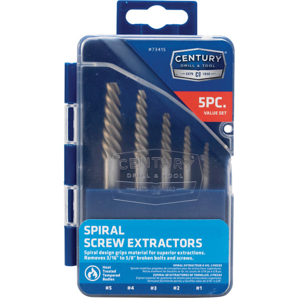 Century Drill & Tool Spiral Flute Screw Extractor (5-Piece) 73415
