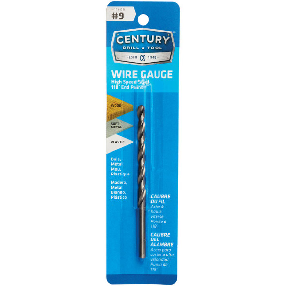 Century Drill & Tool Number 9 HSS Brite Drill Bit 11409