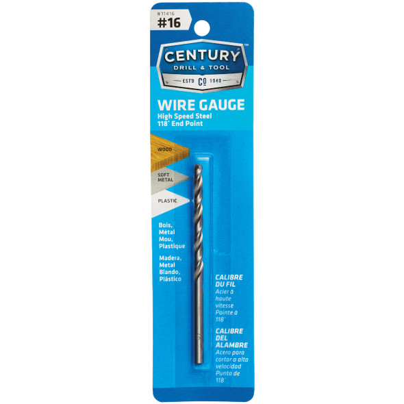Century Drill & Tool Number 16 HSS Brite Drill Bit 11416