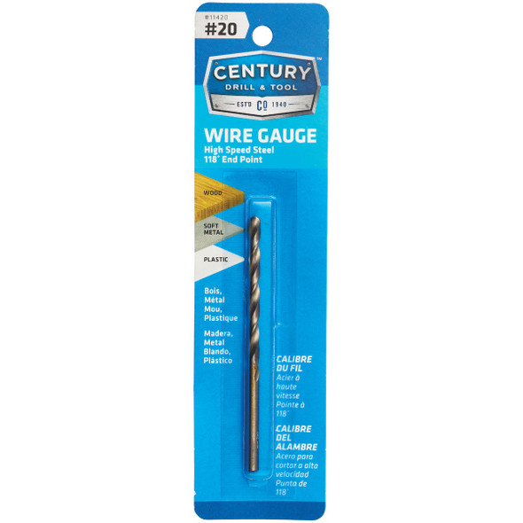 Century Drill & Tool Number 20 HSS Brite Drill Bit 11420
