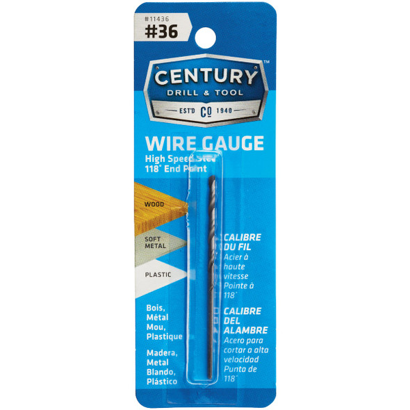 Century Drill & Tool Number 36 HSS Brite Drill Bit 11436 Century Drill & Tool Number 36 HSS Brite Drill Bit 11436