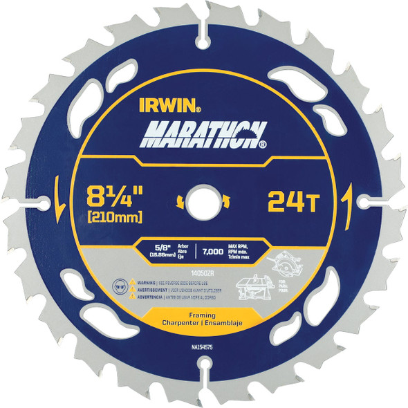 Irwin Marathon 8-1/4 In. 24-Tooth General Purpose Circular Saw Blade 14050ZR