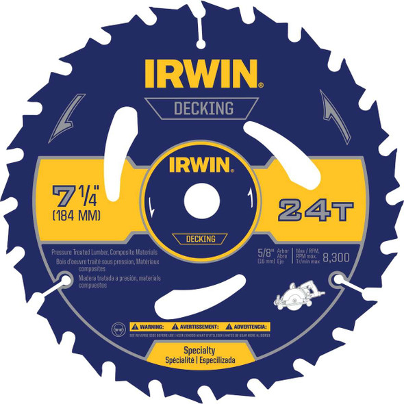 Irwin Marathon 7-1/4 In. 24-Tooth Composite Decking Circular Saw Blade 14130