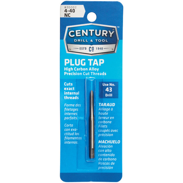 Century Drill & Tool 4-40 Carbon Steel National Coarse Tap-Plug 95002