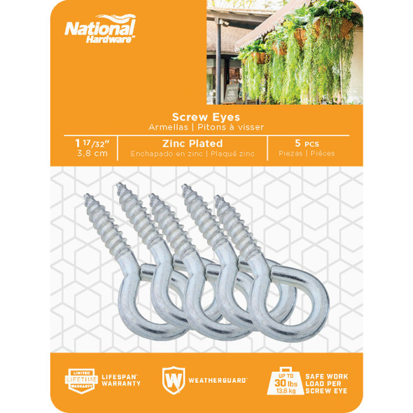 National Hardware #108 Zinc Medium Screw Eye (5-Count) N118-869 219070