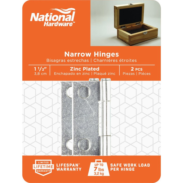 National Hardware 1-1-2 In. Zinc Loose-Pin Narrow Hinge (2-Pack) N141-739 229318