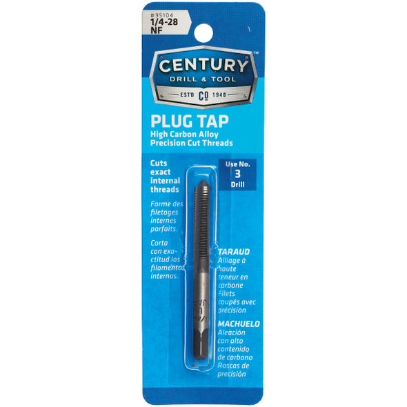 Century Drill & Tool 1/4-28 Carbon Steel National Fine Tap-Plug 95104 Century Drill & Tool 1/4-28 Carbon Steel National Fine Tap-Plug 95104