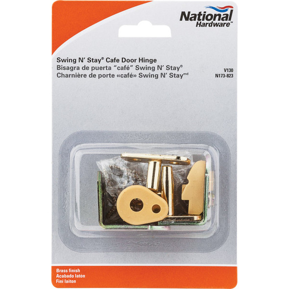 National Hardware 3-4 In. to 1-3-8 In. Satin Brass Swing & Stay Door Hinge N173-823 223699