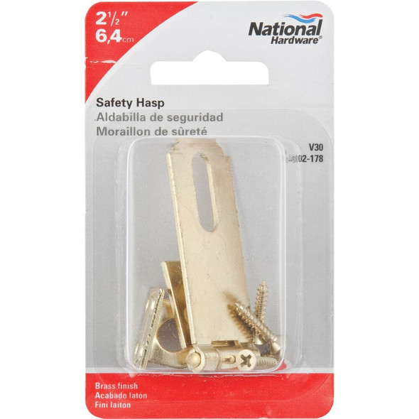 National Hardware 2-1-2 In. Brass Non-Swivel Safety Hasp N102-178 229265