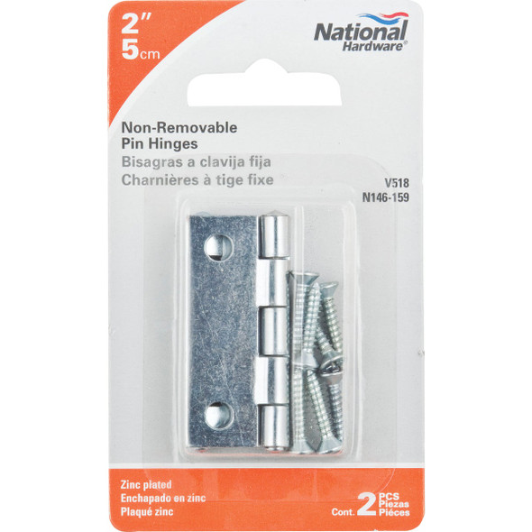 National Hardware 2 In. Zinc Tight-Pin Narrow Hinge (2-Pack) N146-159 229425