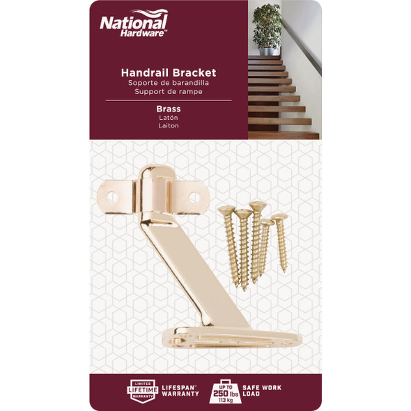 National Hardware Brass Zinc Die-Cast With Steel Strap Handrail Bracket N112-888 235800