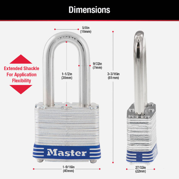 Master Lock 1-9/16 In. Wide 4-Pin Tumbler Keyed Padlock Master Lock 1-9/16 In. Wide 4-Pin Tumbler Keyed Padlock