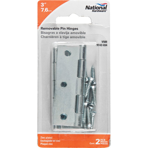 National Hardware 3 In. Zinc Loose-Pin Narrow Hinge (2-Pack) N142-034 229345