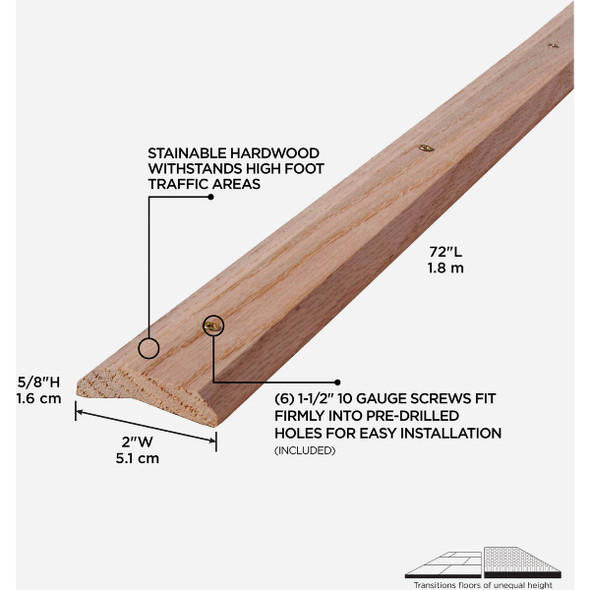 M-D Building Products 2 In. X 72 In. Unfinished Hardwood Carpet Trim with Screws 85423 285129