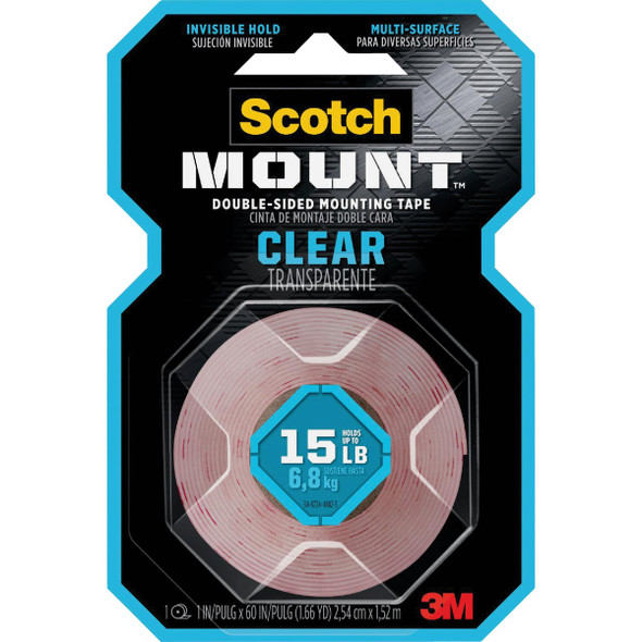 Scotch Mount 1 In. x 60 In. Clear Double-Sided Mounting Tape 410H