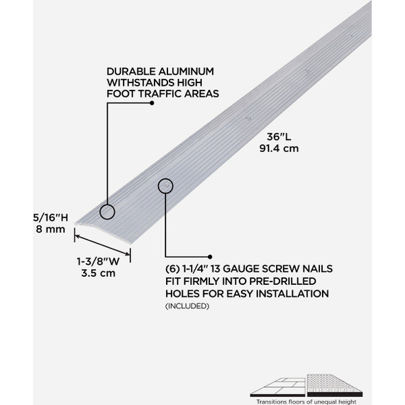 M-D Building Products 1-3/8 In. X 36 In. Silver Aluminum Carpet Trim with Screw Nails