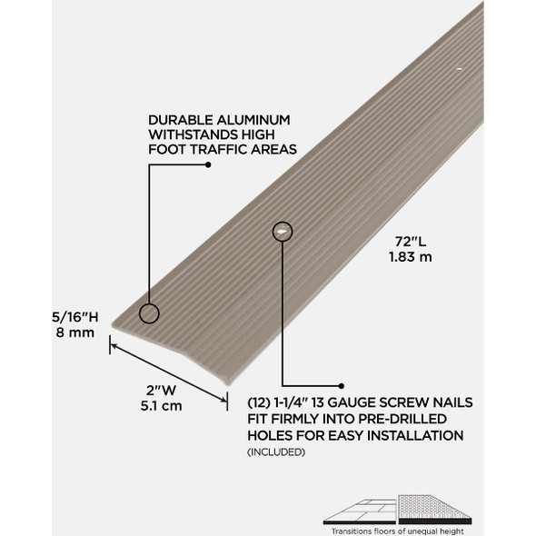 M-D Building Products 2 In. X 72 In. Pewter Aluminum Carpet Trim with Screw Nails