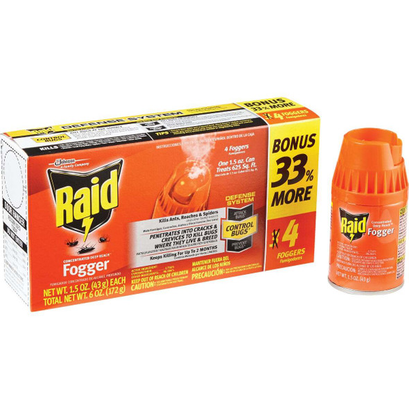 Raid Concentrated Deep Reach 1.5 Oz. Indoor Insect Fogger (4-Pack) 11974