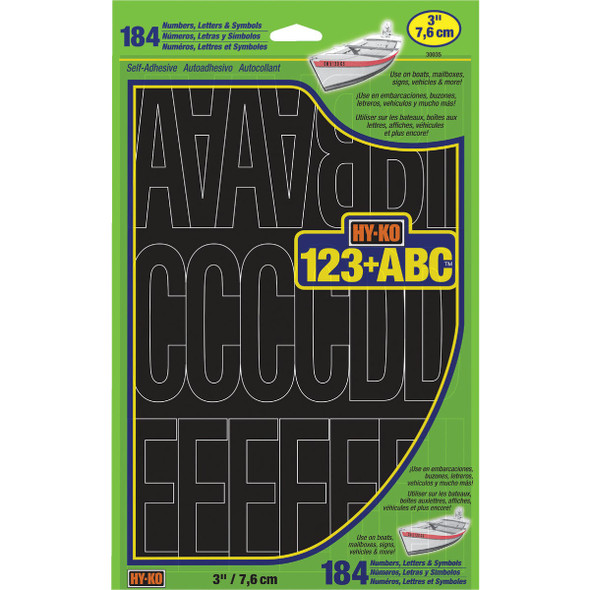 Hy-Ko 3 In. Black Vinyl Letters, Numbers & Symbols (184 Count) 30035 Hy-Ko 3 In. Black Vinyl Letters, Numbers & Symbols (184 Count) 30035