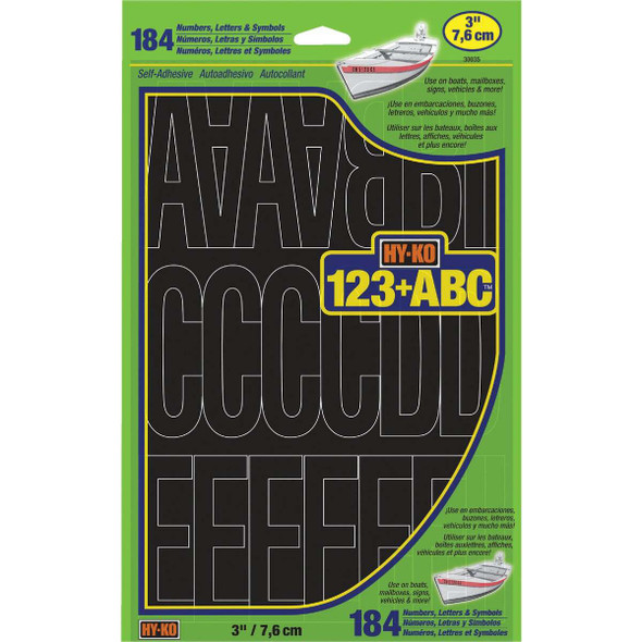 Hy-Ko 3 In. Black Vinyl Letters, Numbers & Symbols (184 Count) 30035