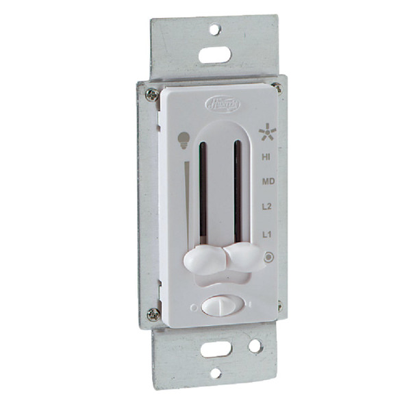 Hunter White 4-Speed/Full Range Dimmer Dual Slide Fan Control Switch 27183