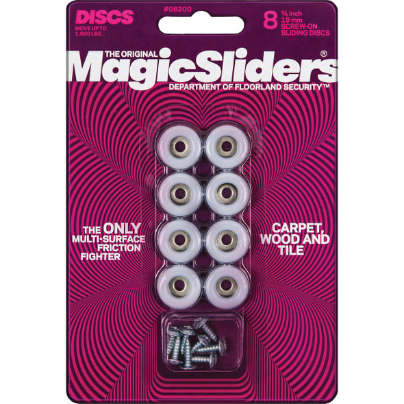 Magic Sliders 3/4 In. Round Screw on Furniture Glide,(8-Pack) 08200