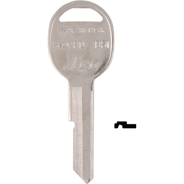 ILCO GM Nickel Plated Automotive Key, B51 / S1098D (10-Pack) IAL3281806B