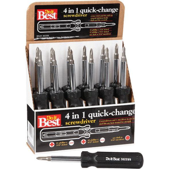 Do it Best 4-in-1 Multi-Bit Screwdriver 382299 Pack of 12