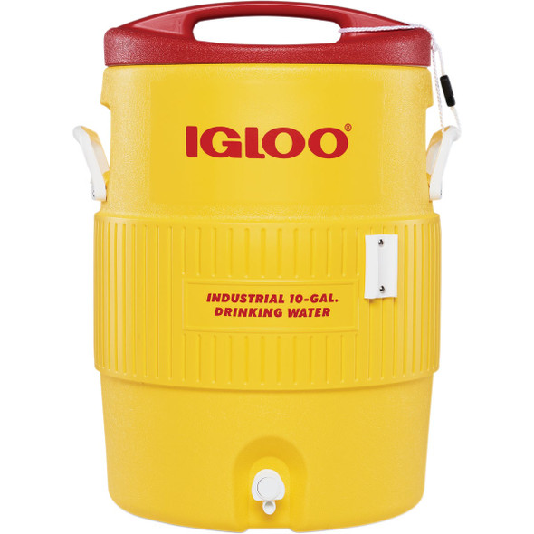 Igloo 10 Gal. Yellow Industrial Water Jug with Cup Dispenser Bracket 4101
