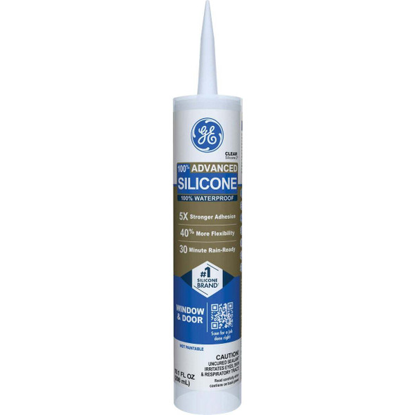 GE Advanced Silicone Window & Door Sealant, Clear, 10.1 Oz. Tube 2811092