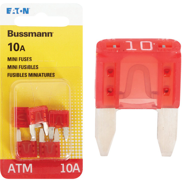 Bussmann 10A 32V ATM Blade Mini Automotive Fuse (5-Pack) BP/ATM-10-RP Bussmann 10A 32V ATM Blade Mini Automotive Fuse (5-Pack) BP/ATM-10-RP