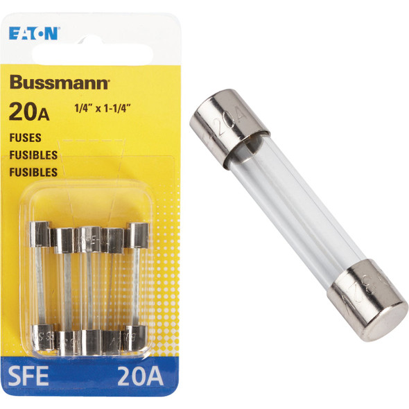 Bussmann 20A 32V SFE Glass Tube Automotive Fuse (5-Pack) BP/SFE-20-RP