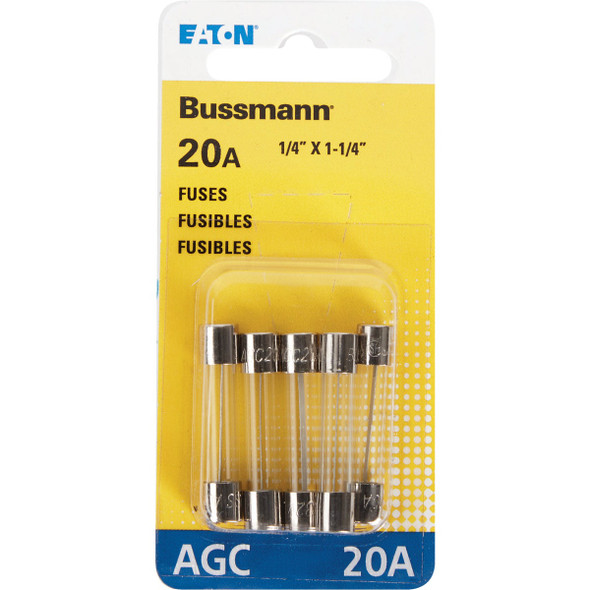 Bussmann 20A 32V AGC Glass Tube Automotive Fuse (5-Pack)
