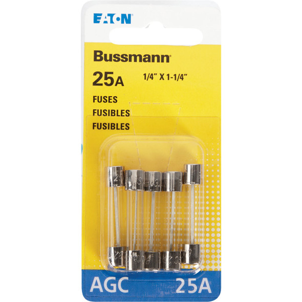 Bussmann 25A 32V AGC Glass Tube Automotive Fuse (5-Pack)