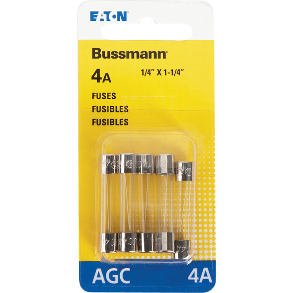 Bussmann 4A 250V AGC Glass Tube Automotive Fuse (5-Pack)