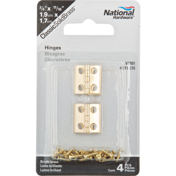 National Hardware 3-4 In. x 11-16 In. Medium Clear Coat Decorative Hinge N211-276 215804