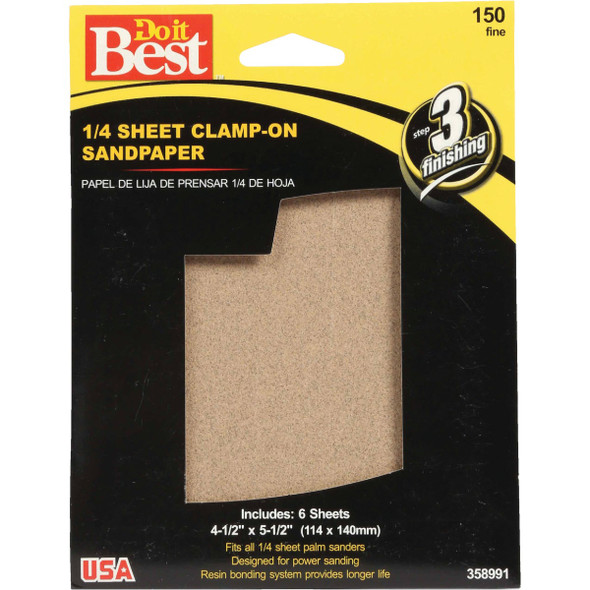 Do it Best 150 Grit 1/4 Sheet Power Sanding Sheet (6-Pack) 358991GA