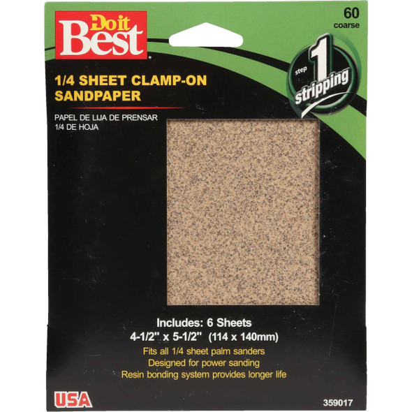 Do it Best 60 Grit 1/4 Sheet Power Sanding Sheet (6-Pack) 1/4SHT5PK60