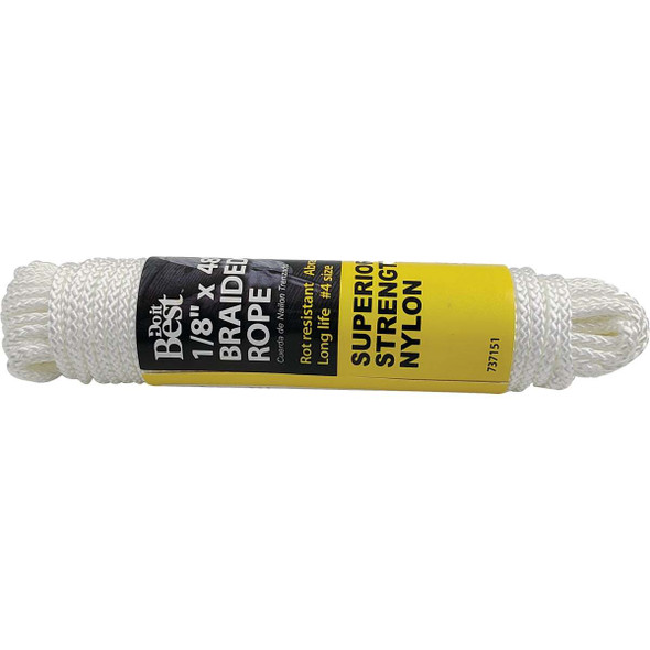 Do it Best 1/8 In. x 48 Ft. White Braided Nylon Packaged Rope 737151