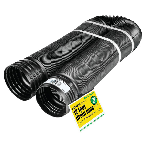 Amerimax 4 In. X 12 Ft. FLEX-Drain Expandable Perforated Drainage Pipe 50910