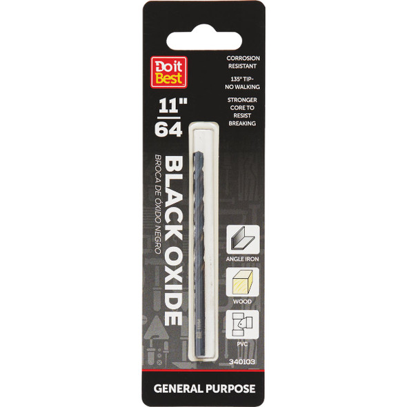 Do it Best 11/64 In. Black Oxide Drill Bit QJDIB-DB-024