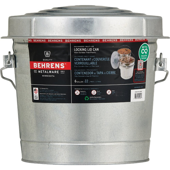 Behrens 6 Gal. Galvanized Locking Lid Trash Can with Lid 6106 624694