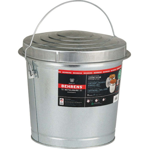 Behrens 10 Gal.  Galvanized Locking Lid Trash Can with Lid 6110