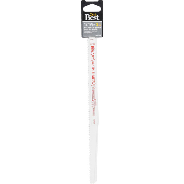 Do it Best Bi-Metal 12 In. 5/7 TPI Wood w/Nails Reciprocating Saw Blade (2-Pack)