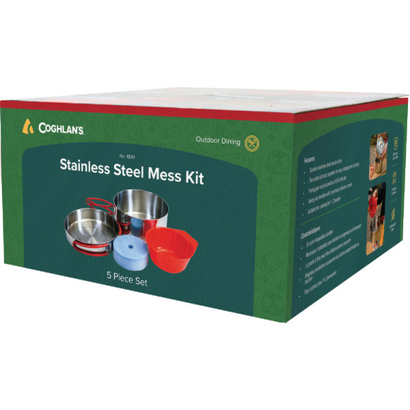 Coghlans 5-Piece Stainless Steel Mess Kit with Cover 1930