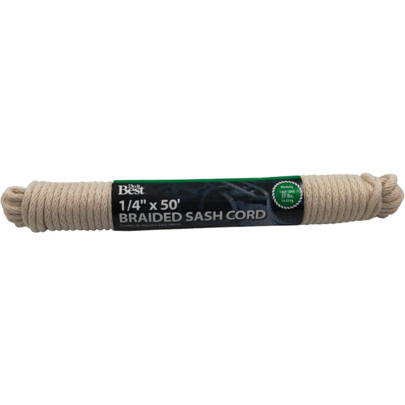 Do it Best 1/4 In. x 50 Ft. White Solid Braided Cotton Sash Cord 218892