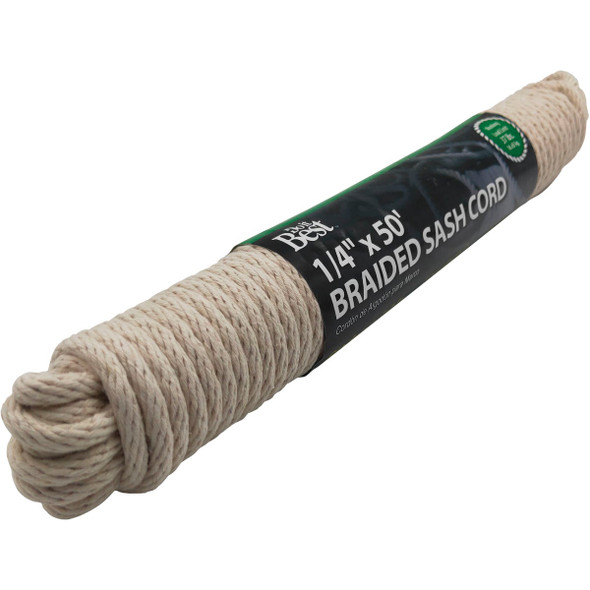 Do it Best 1/4 In. x 50 Ft. White Solid Braided Cotton Sash Cord Do it Best 1/4 In. x 50 Ft. White Solid Braided Cotton Sash Cord