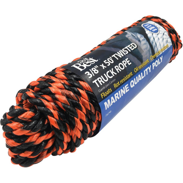 Do it Best 3/8 In. x 50 Ft. Orange & Black Truck Polypropylene Packaged Rope Do it Best 3/8 In. x 50 Ft. Orange & Black Truck Polypropylene Packaged Rope